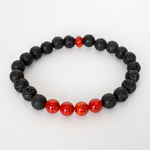 Ruby Red Opal & Lava Stone Beaded Bracelet - New Design