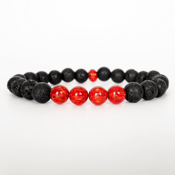 Ruby Red Opal & Lava Stone Beaded Bracelet - The Opal Dealer