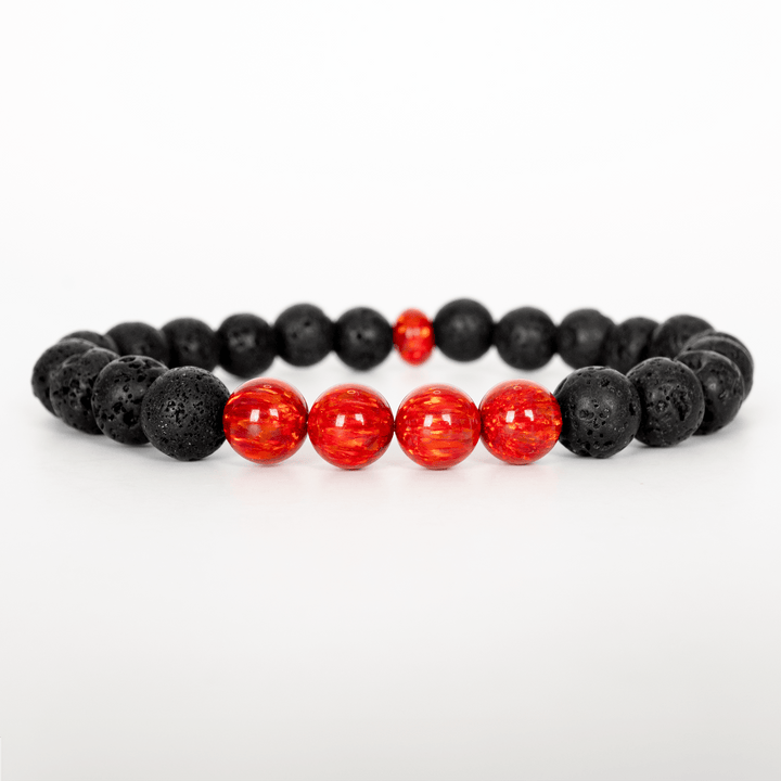 Ruby Red Opal & Lava Stone Beaded Bracelet - The Opal Dealer