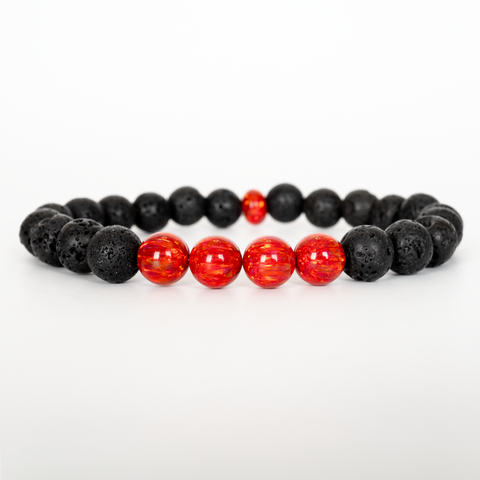 Ruby Red Opal & Lava Stone Beaded Bracelet