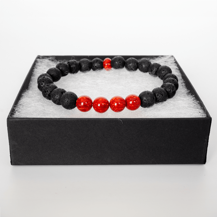 Ruby Red Opal & Lava Stone Beaded Bracelet - The Opal Dealer