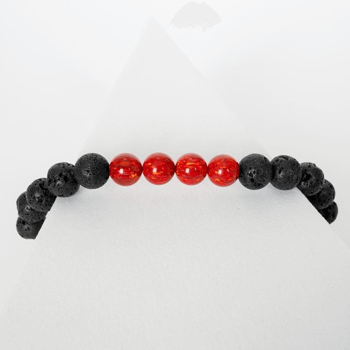 Ruby Red Opal & Lava Stone Beaded Bracelet - The Opal Dealer