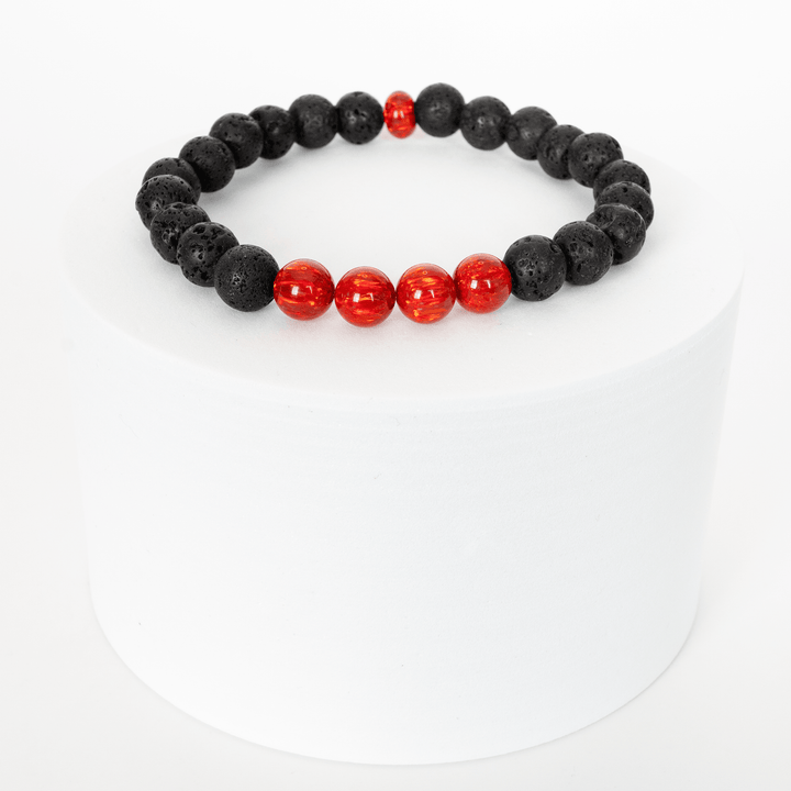 Ruby Red Opal & Lava Stone Beaded Bracelet - The Opal Dealer