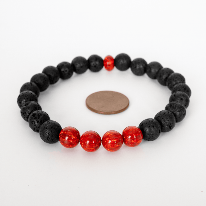 Ruby Red Opal & Lava Stone Beaded Bracelet - The Opal Dealer