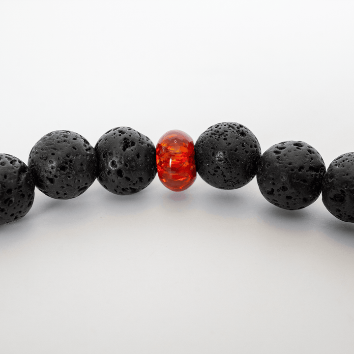 Ruby Red Opal & Lava Stone Beaded Bracelet - The Opal Dealer