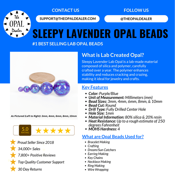 Sleepy Lavender Opal Craft Beads - The Opal Dealer