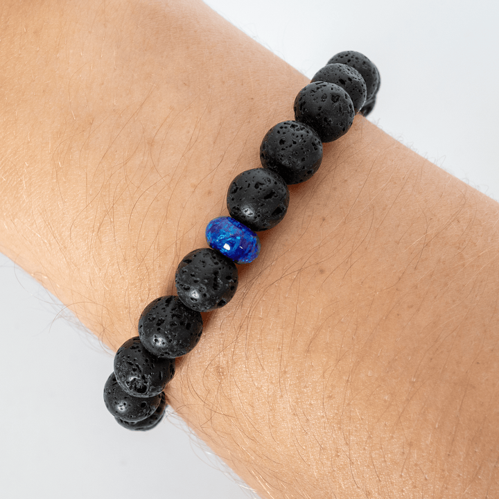 Sleepy Lavender Opal & Lava Stone Beaded Bracelet - The Opal Dealer