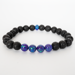 Sleepy Lavender Opal & Lava Stone Beaded Bracelet
