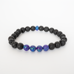 Sleepy Lavender Opal & Lava Stone Beaded Bracelet