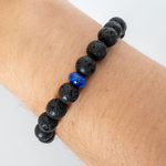 Sleepy Lavender Opal & Lava Stone Beaded Bracelet