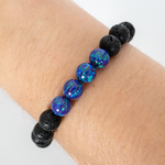 Sleepy Lavender Opal & Lava Stone Beaded Bracelet