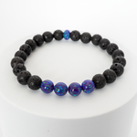 Sleepy Lavender Opal & Lava Stone Beaded Bracelet
