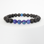 Sleepy Lavender Opal & Lava Stone Beaded Bracelet