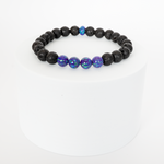 Sleepy Lavender Opal & Lava Stone Beaded Bracelet