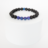 Sleepy Lavender Opal & Lava Stone Beaded Bracelet