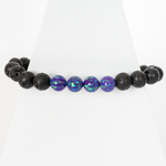 Sleepy Lavender Opal & Lava Stone Beaded Bracelet