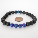 Sleepy Lavender Opal & Lava Stone Beaded Bracelet - New Design