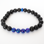 Sleepy Lavender Opal & Lava Stone Beaded Bracelet