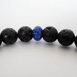 Sleepy Lavender Opal & Lava Stone Beaded Bracelet