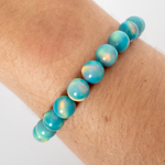 Teal Rainbow Opalescence Beaded Bracelet