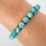 Teal Rainbow Opalescence Beaded Bracelet - New Design