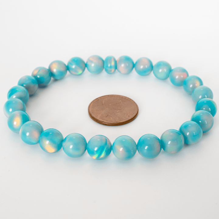 Teal Rainbow Opalescence Beaded Bracelet - The Opal Dealer
