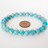 Teal Rainbow Opalescence Beaded Bracelet - New Design