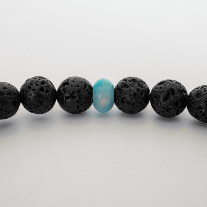 Teal Rainbow Opalescence & Lava Stone Beaded Bracelet - The Opal Dealer