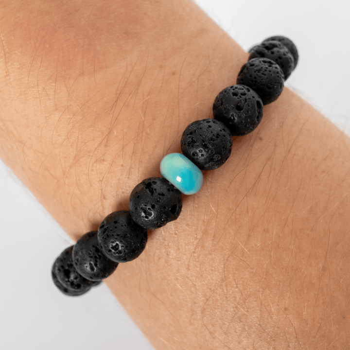 Teal Rainbow Opalescence & Lava Stone Beaded Bracelet - The Opal Dealer