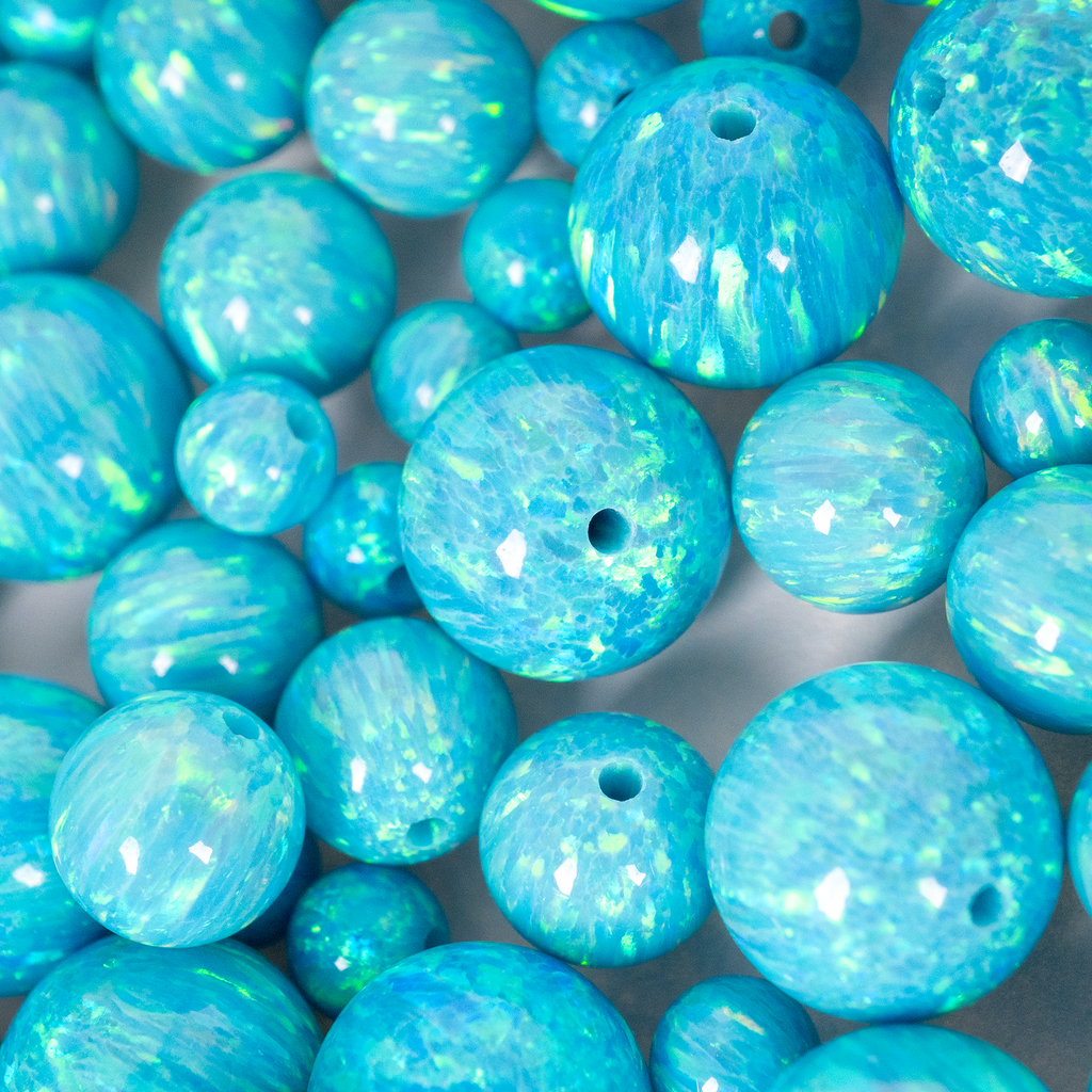 Natural African Blue Turquoise Opal Beads, Beige and Cream Round