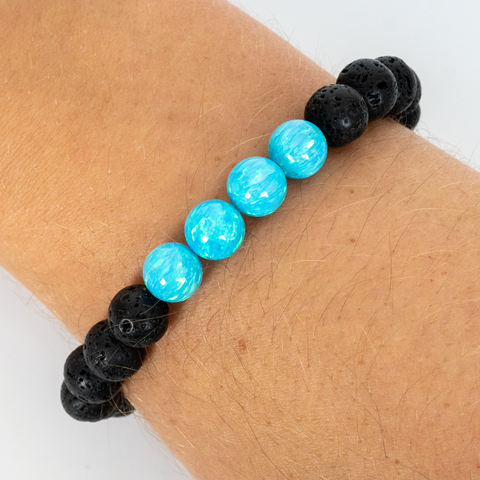 Turquoise Opal & Lava Stone Beaded Bracelet