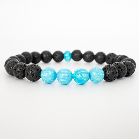 Turquoise Opal & Lava Stone Beaded Bracelet
