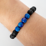 Twilight Opalescence & Lava Stone Beaded Bracelet