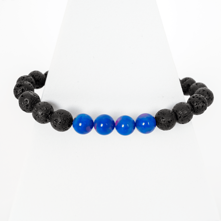 Twilight Opalescence & Lava Stone Beaded Bracelet - The Opal Dealer