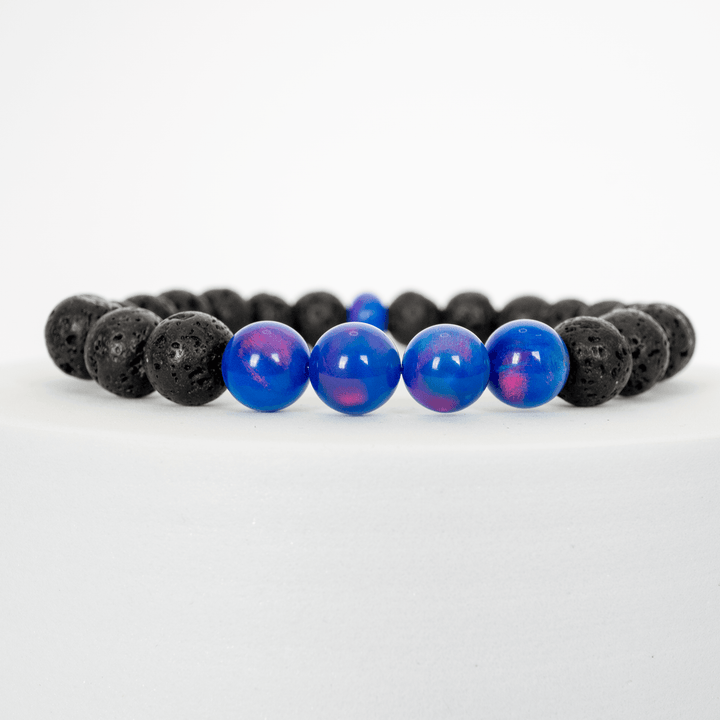 Twilight Opalescence & Lava Stone Beaded Bracelet - The Opal Dealer