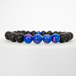 Twilight Opalescence & Lava Stone Beaded Bracelet