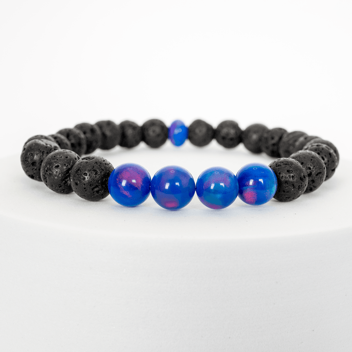 Twilight Opalescence & Lava Stone Beaded Bracelet - The Opal Dealer