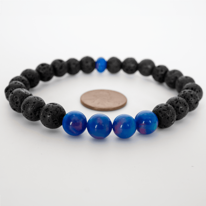Twilight Opalescence & Lava Stone Beaded Bracelet - The Opal Dealer