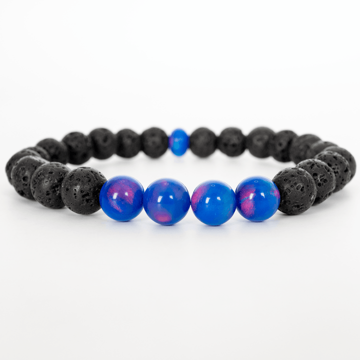 Twilight Opalescence & Lava Stone Beaded Bracelet - The Opal Dealer