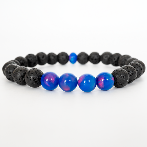 Twilight Opalescence & Lava Stone Beaded Bracelet