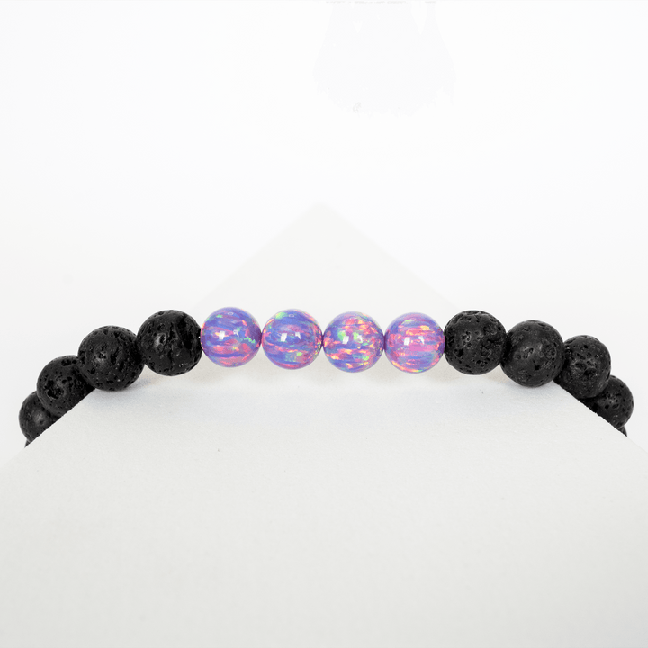 Ultra Violet Opal & Lava Stone Beaded Bracelet - The Opal Dealer