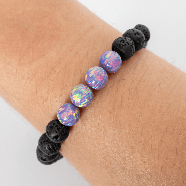 Ultra Violet Opal & Lava Stone Beaded Bracelet - The Opal Dealer