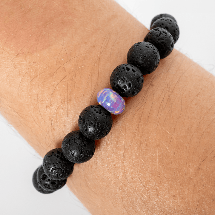 Ultra Violet Opal & Lava Stone Beaded Bracelet - The Opal Dealer