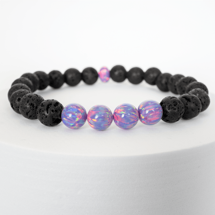 Ultra Violet Opal & Lava Stone Beaded Bracelet - The Opal Dealer