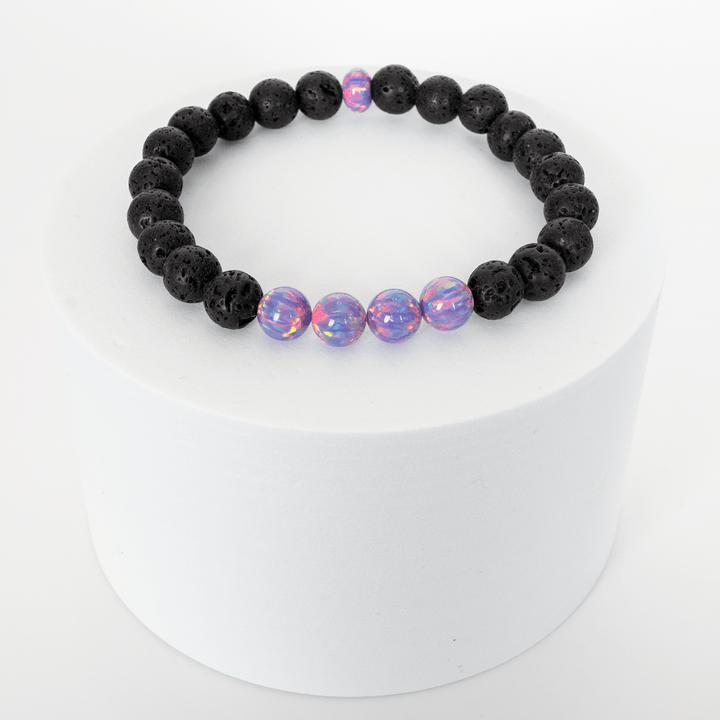 Ultra Violet Opal & Lava Stone Beaded Bracelet - The Opal Dealer