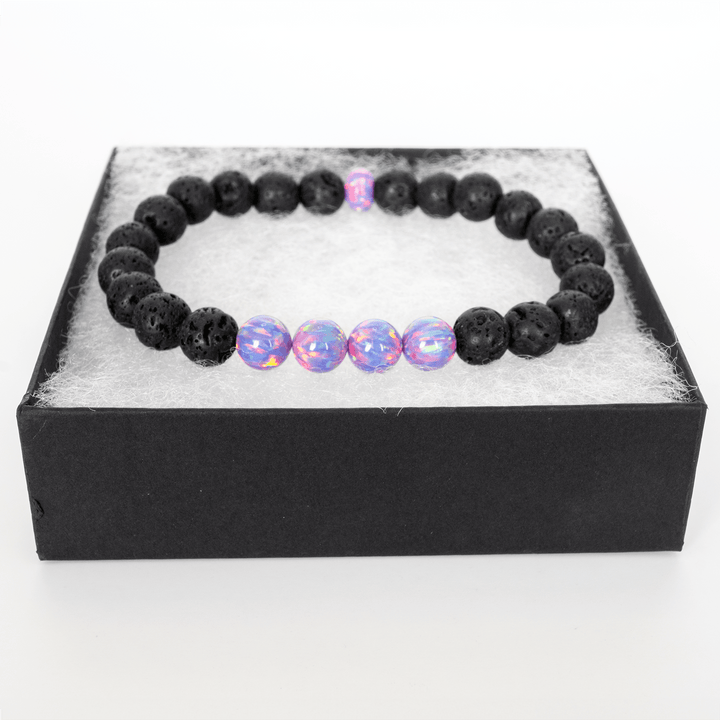 Ultra Violet Opal & Lava Stone Beaded Bracelet - The Opal Dealer