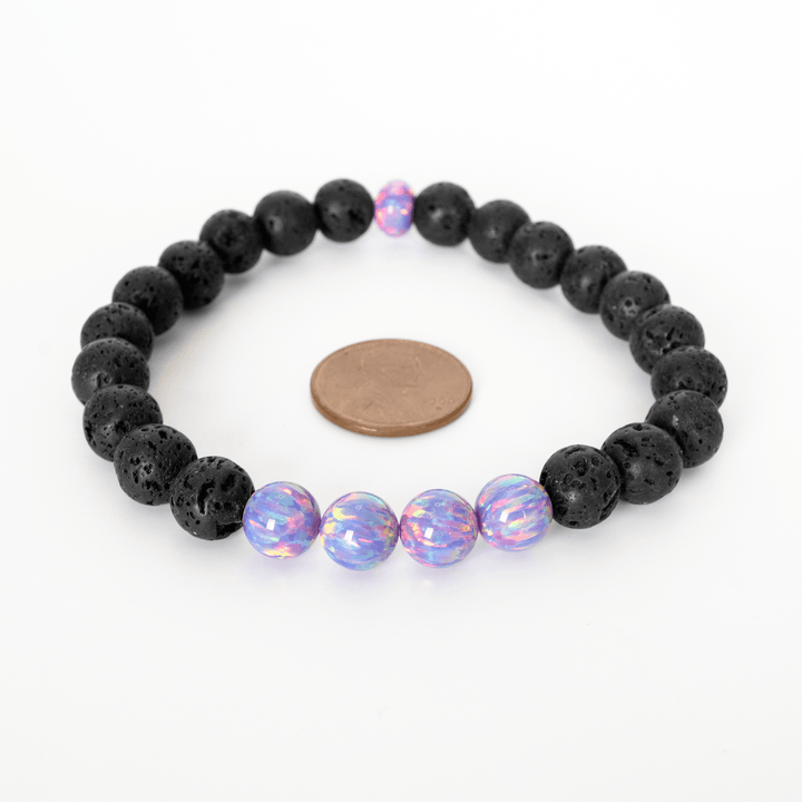 Ultra Violet Opal & Lava Stone Beaded Bracelet - The Opal Dealer