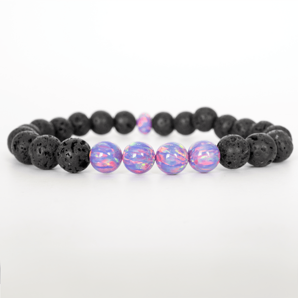 Ultra Violet Opal & Lava Stone Beaded Bracelet - The Opal Dealer
