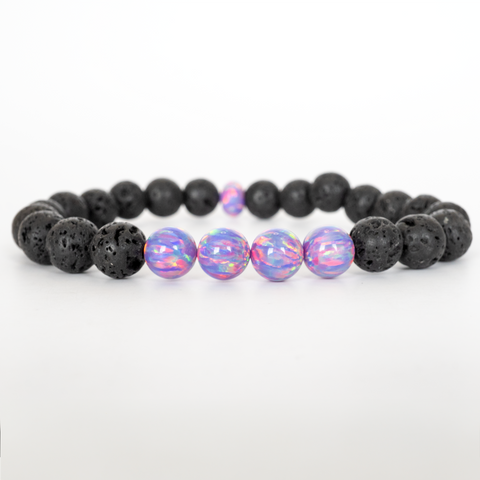 Ultra Violet Opal & Lava Stone Beaded Bracelet