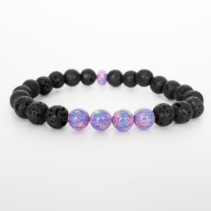 Ultra Violet Opal & Lava Stone Beaded Bracelet - The Opal Dealer